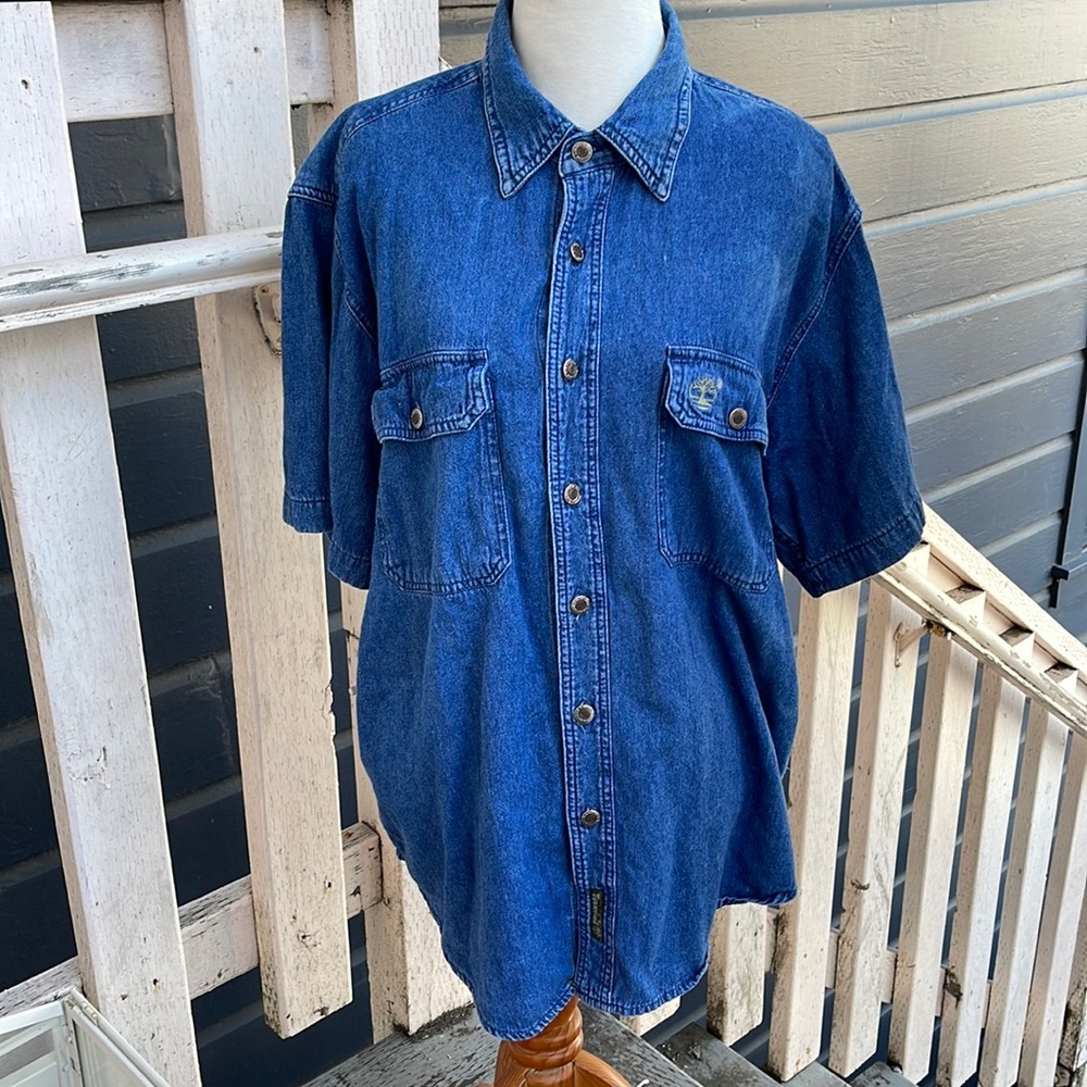 Vintage Timberland Denim Short-sleeve Button-down